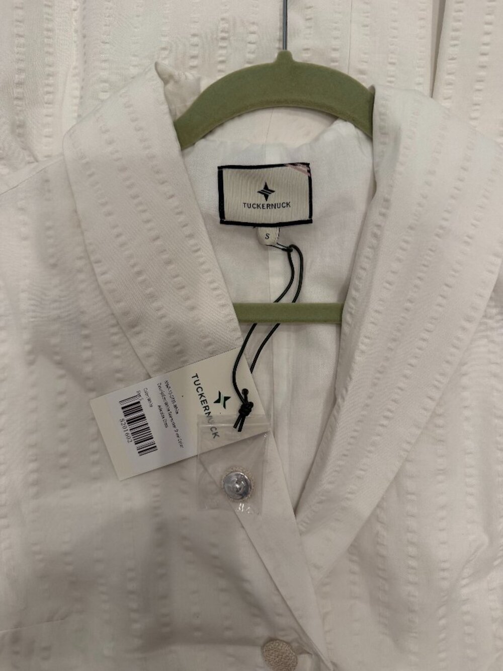Tuckernuck White Seersucker Shawl Collar Adelaide Dress - Picture 8 of 8